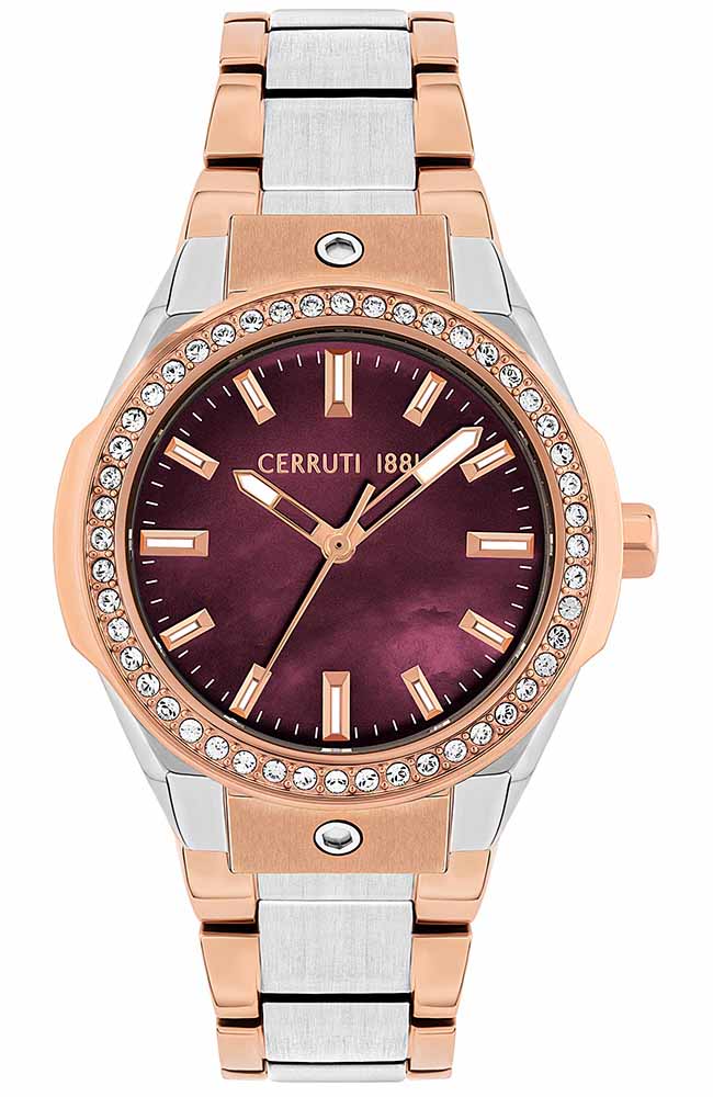 Cerruti Ruscello Crystals Two Tone Stainless Steel Bracelet